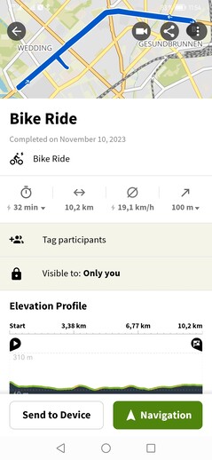 Komoot: 10 km-Teststrecke