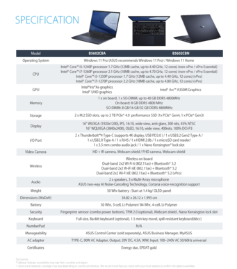 Spezifikationen Asus ExpertBook B5 B5602C