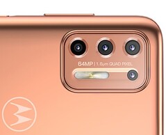 Das Moto G9 Plus, hier im Bild mit seiner 64 Megapixel Quad-Cam, wird bald gemeinsam mit dem Moto E7 Plus auf den Markt kommen.