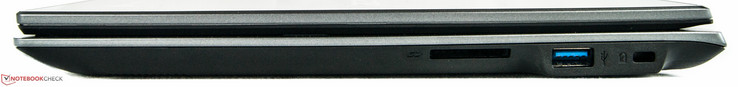 rechts: SD-Kartenlesegerät, 1x USB 3.0, Kensington Lock