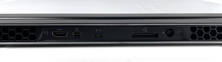 Rückseite: HDMI 2.1, Mini-DisplayPort 1.4, USB-C 3.1 Gen. 2 mit Thunderbolt 3, Alienware-Grafikverstärkeranschluss, Netzanschluss