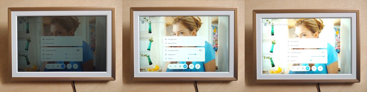 Helligkeit bei 0%, 50% und 100% in der Nähe eines schattigen Fensters bei Tageslicht. (ISO 100 f/1.6 1/30)