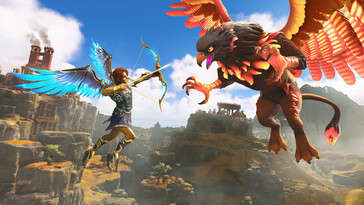 Ein Bild zeigt eine mythologische Kreatur in Immortals Fenyx Rising