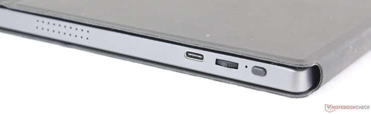 Rechts: USB Typ-C Video-Port, Lautstärke, Ein/Ausschalter