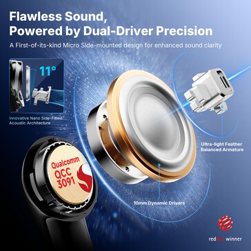 Verbaut sind zwei Treiber je Ohr (Bildquelle: EarFun)