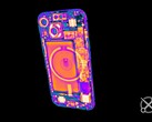Das Apple iPhone 15 zeigt sich im Röntgenbild mit MagSafe-Magneten und großem Akku. (Bild: iFixit / Creative Electron)