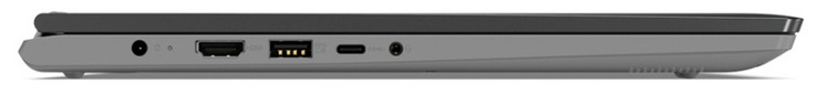 Linke Seite: Strom, Ladestatus-LED, HDMI, USB 3.0, USB 3.1 Typ C, Audio in/out