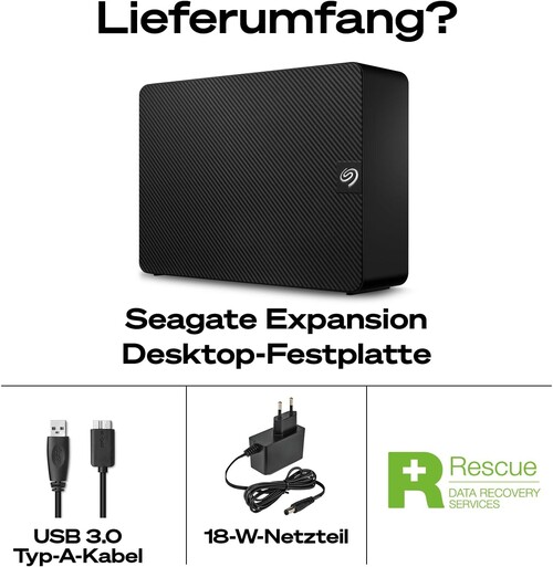 Lieferumfang der Seagate Expansion Desktop 20TB