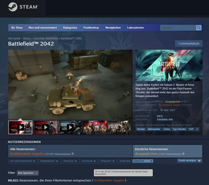 BF 2042: Die Rezensionen auf Steam für Battlefield 2042 sind größtenteils negativ. Auch auf Metacritic und Opencritic sieht es nicht anders aus.