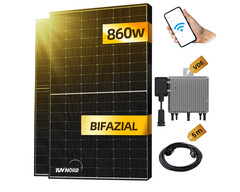 Balkonkraftwerk mit bifazialen Glas-Glas-Modulen und Topcon-Technologie (Bild: Akcome, Deye, Alldrei)