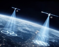 Eine Darstellung von mobilen Satellitenstrahlen.