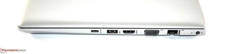 Rechts: USB-3.1-Gen1-Typ-C, USB-3.0-Typ-A, HDMI, VGA, Ethernet, Ladeanschluss