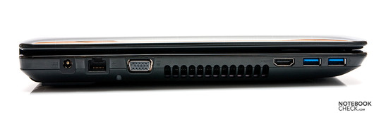 Anschluss für das Netzteil, RJ45 (LAN), VGA, HDMI, 2x USB 3.0