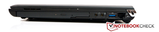 Rechte Seite: Kartenleser, 2x Audio, USB 3.0, RJ45 LAN, Kensington Lock
