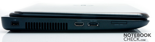 Linke Seite: USB 2.0, HDMI, USB/ e-SATA, Kartenleser