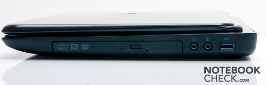 Rechte Seite: optisches Laufwerk, 2x Audio, USB 3.0