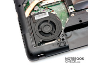 Der Lüfter pustet die warme Luft aus dem notebook.