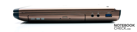 Rechte Seite: optisches Laufwerk, 2x Audio, USB 3.0
