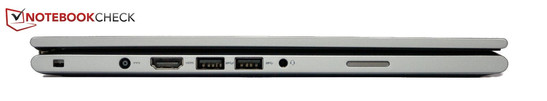 linke Seite: Power, HDMI, 2x USB 3.0, Kopfhörer-Mikrofon-Kombi