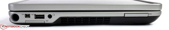 linke Seite: Stifthalterung, FireWire, USB 2.0, Kartenleser, kombinierter Audio in/out