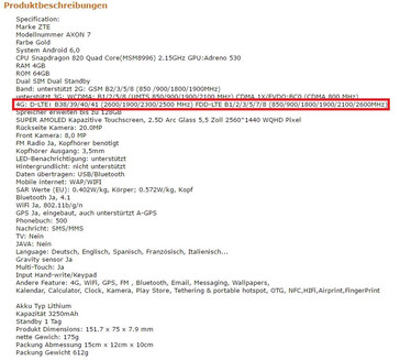 Wo ist denn LTE-Band 20 beim Modell für Deutschland geblieben?