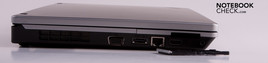 Linke Seite: VGA, USB/eSATA, HDMI, ExpressCard, AudioRechte Seite: 2x USB, DVD, Strom, SchlossRückseite: USB