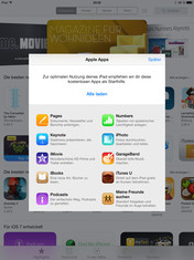 Kostenlose Apple-Apps werden beim ersten Start des App-Store direkt zur Installation angeboten.