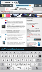 Hochkant lässt die virtuelle Tastatur noch ausreichend Platz...