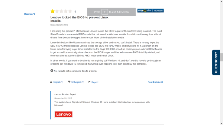 Angeblicher Lenovo Produkt Experte