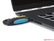 Größere USB-Geräte heben das Notebook von der Oberfläche ab.