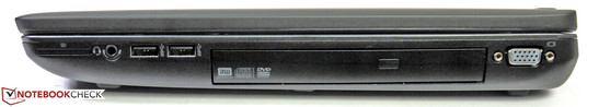 Rechts: Cardreader, Audio, USB 2.0, USB 3.0, optisches Laufwerk, VGA