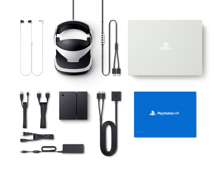 Der Lieferumfang von Playstation VR.