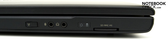 Frontseite: WiFi-Hauptschalter, Mikrofon, Kopfhörer, Status-LEDs, 8-in-1 Kartenleser