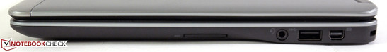 Rechts: Cardreader, Audio, USB 3.0, Mini-DisplayPort, Kensington-Vorbereitung