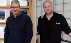 Apple CEO Tim Cook gegen Spotify CEO Daniel Ek. Bild: Getty/Recode