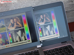 Vergleich mit HP EliteBook 840 G3 (TN-Panel, rechts)
