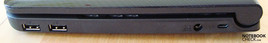 Rechte Seite: 2x USB 2.0, Netzteilanschluss, Kensington Lock