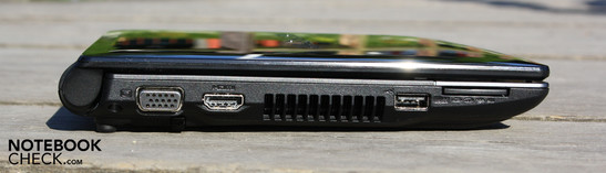 Linke Seite: VGA, HDMI, USB, CardReader