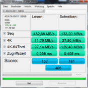 AS SSD Benchmark: 482/133 MB/s Lesen/Schreiben