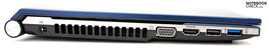 Linke Seite: Strom, VGA, HDMI, USB 2.0, USB 3.0