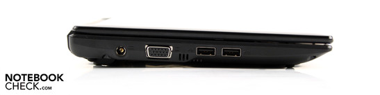 Linke Seite: AC, VGA, 2 x USB 2.0