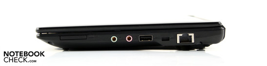Rechte Seite: Kartenleser, Kopfhörer, Mikrofon, USB 2.0, Kensington, Ethernet