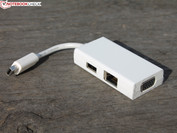 RJ45, USB und VGA-Dongle am DisplayPort