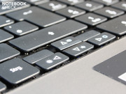 etwa wenn er mit der fest aufliegenden Tastatur schreibt