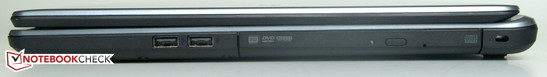 Rechts: 2 x USB 2.0, DVD-Laufwerk, Kingston Lock