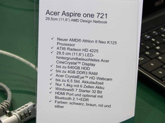 IFA 2010: Aspire One 721: AMD Bestückung für 11.6-Zoll