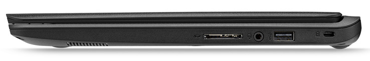 rechte Seite: Speicherkartenleser (SD), Audiokombo, USB 2.0 (Type A), Steckplatz für ein Kabelschloss