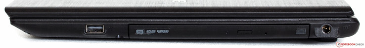 Rechte Seite: USB 2.0, DVD, Strom