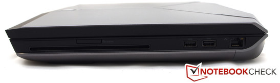 rechte Seite: DVD-Brenner, 2x USB 3.0, 1x LAN