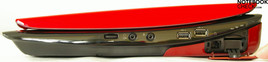 Rechte Seite: Volume Regler, Audio (Kopfhörer, Mikrofon), 2x USB, Modem, Card Reader